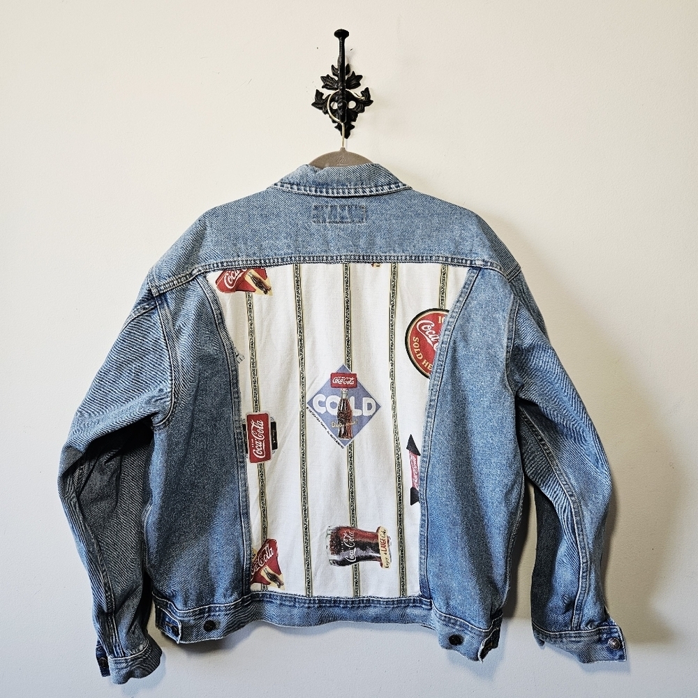 Vintage Lee Coca Cola Upcycled Jean Jacket Size XL
